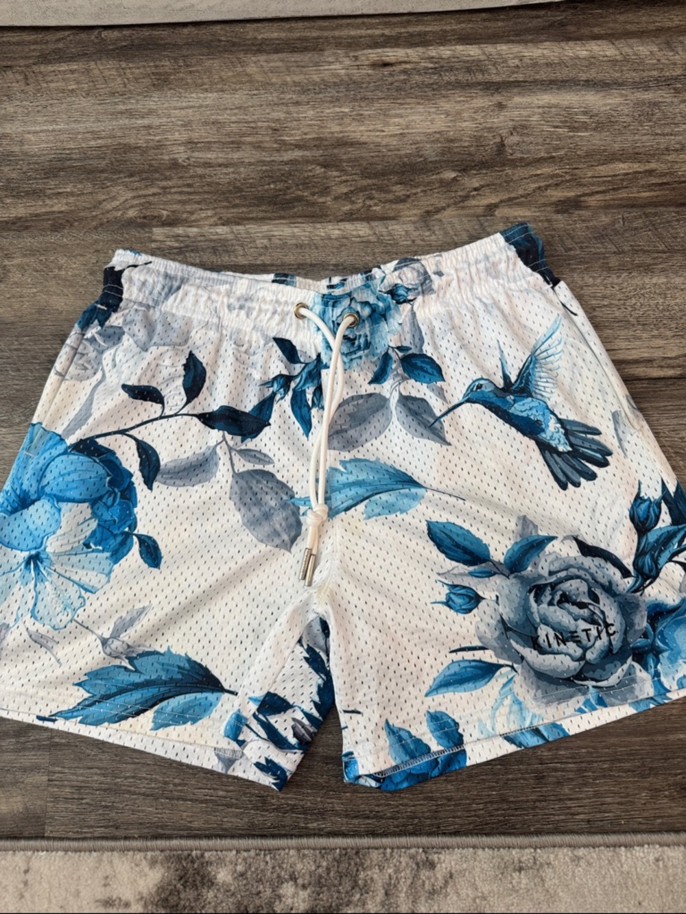 Blue Floral Mesh Shorts